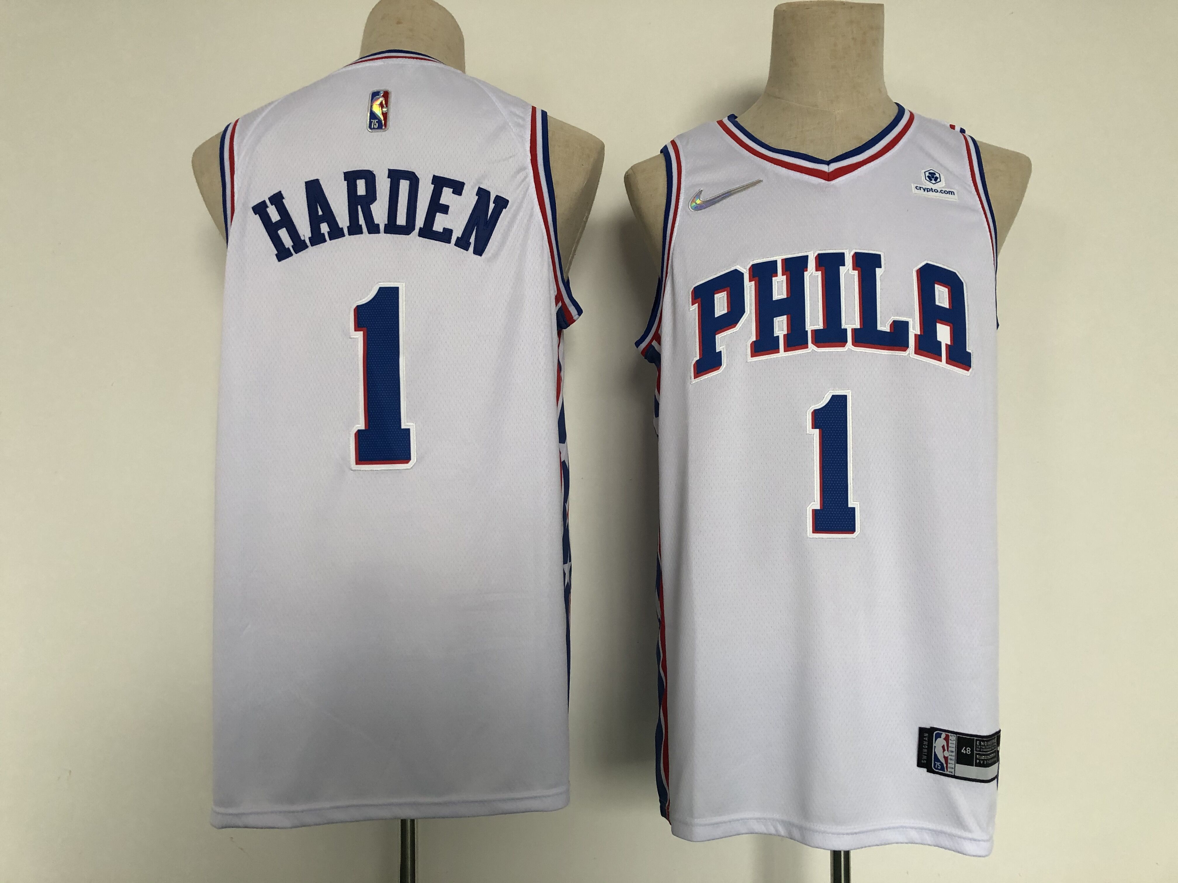 Men Philadelphia 76ers #1 Harden White Nike 75th anniversary 2022 Game NBA Jersey->philadelphia 76ers->NBA Jersey